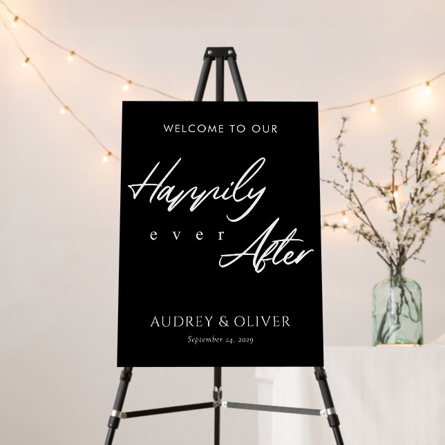 Modern Wedding Welcome Sign Happily Ever After (In Situ (Stand))