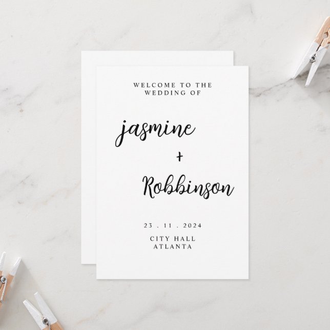 Modern Wedding Welcome Sign Invitation (Front/Back In Situ)