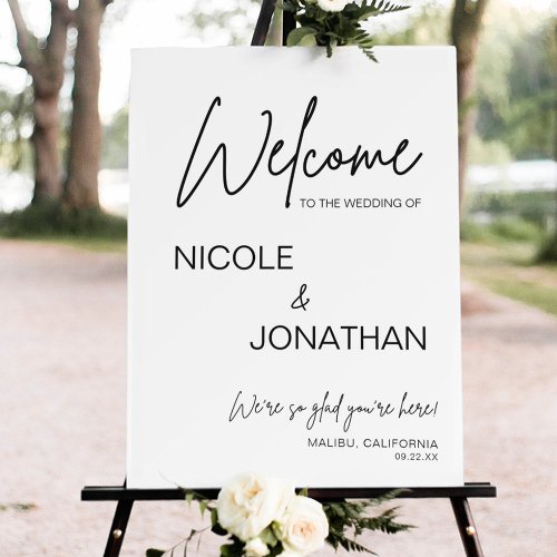 Modern Wedding Welcome Sign Names and Date