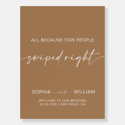 Modern Wedding Welcome Sign  Swipe Right Sign