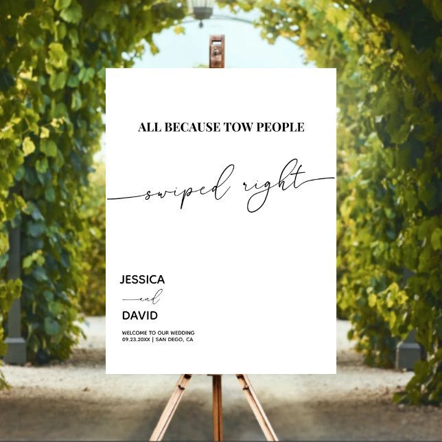 Modern Wedding Welcome Sign | Swipe Right Sign (Creator Uploaded)
