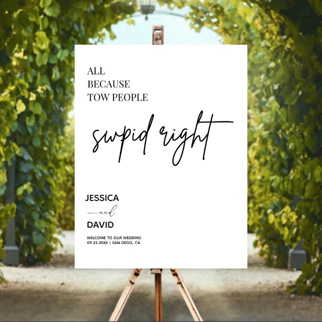 Modern Wedding Welcome Sign | Swipe Right Sign (Creator Uploaded)