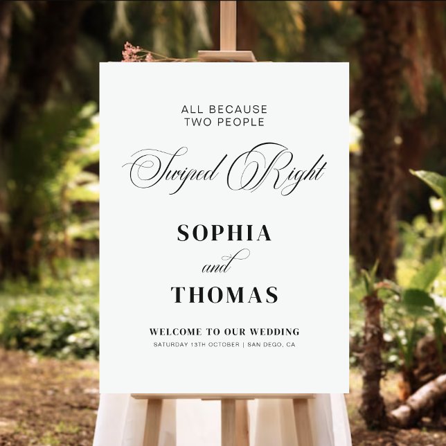 Modern Wedding Welcome Sign | Swipe Right Sign (Creator Uploaded)