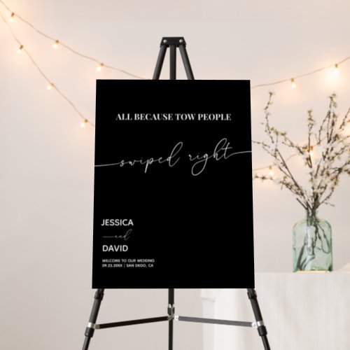 Modern Wedding Welcome Sign  Swipe Right Sign