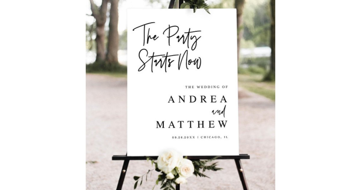 Modern wedding welcome sign template The party sta | Zazzle