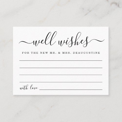 Modern Wedding Well Wishes Card for the Mr  Mrs