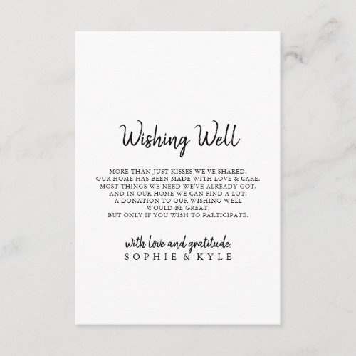 Modern Wedding Wishing Well Enclosure Card