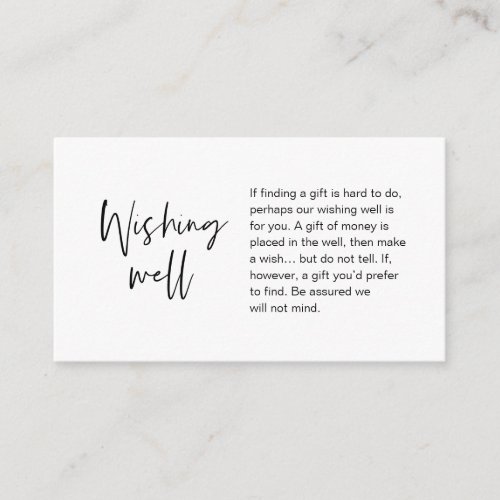 Modern Wedding Wishing Well Gift of Money  Enclosure Card
