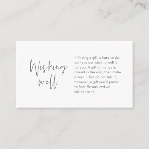 Modern Wedding Wishing Well Gift of Money Grey Enclosure Card