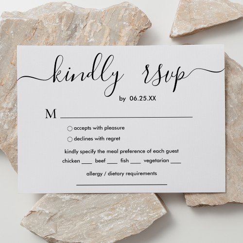 Modern Wedding With Elegant Script And Meal Choice Enclosure Card