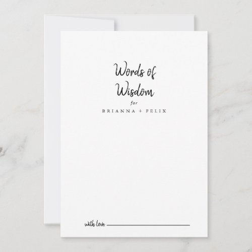 Modern Wedding Words of Wisdom Advice Card
