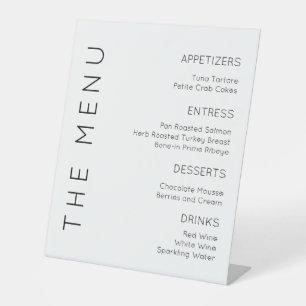 Modern WeddingMenu Sign, Black and White Menu Sign