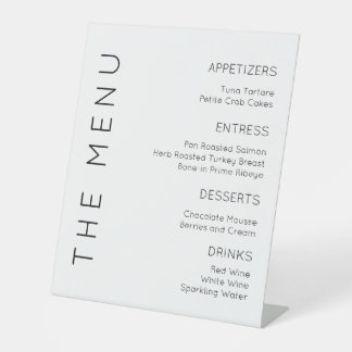 Modern WeddingMenu Sign, Black and White Menu Sign