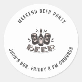 Modern Weekend beer party Classic Round Sticker