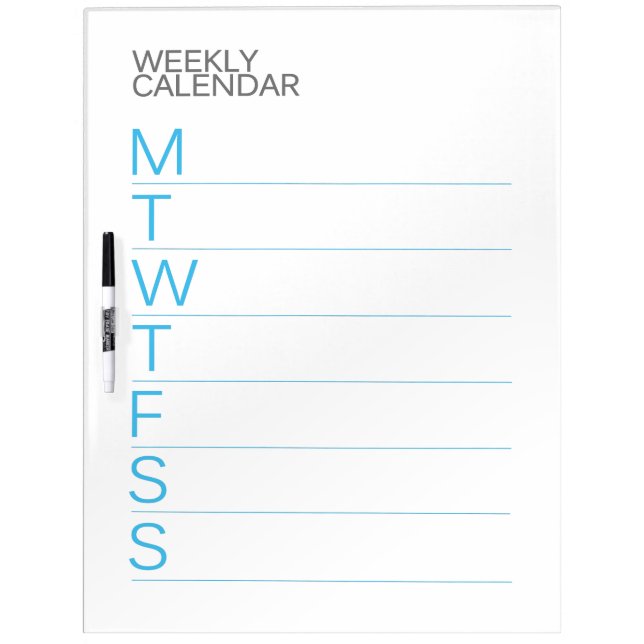 Modern Weekly Calendar Dry Erase Board (Front)