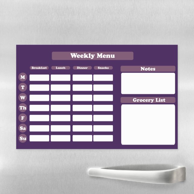Modern Weekly Meal Planner Purple Magnetic Dry Erase Sheet (In Situ)
