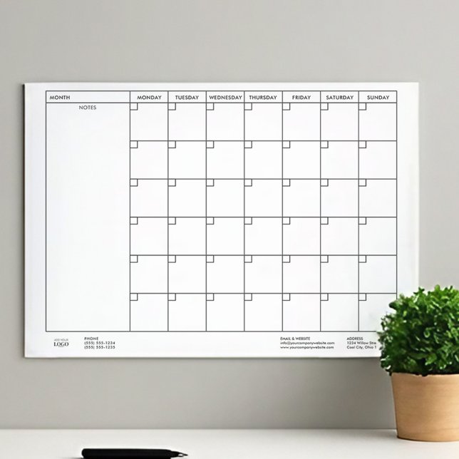 Modern Weekly & Monthly Planner Business Logo Chic Dry Erase Board (Creator Uploaded)