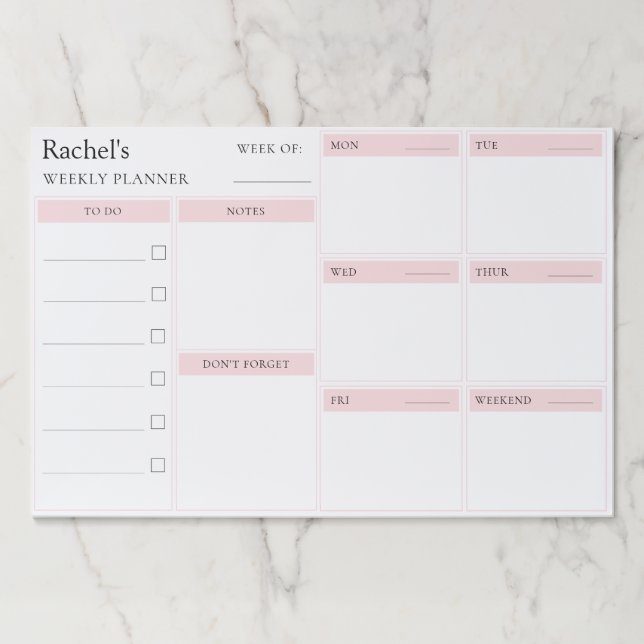 Modern Weekly Planner Paper Pad (Front)