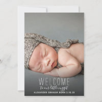 Modern Welcome Baby Birth Announcement Photo Card