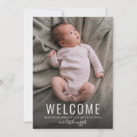 Modern Welcome Baby Birth Announcement Photo Card