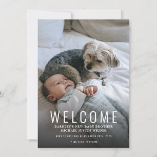 Modern Welcome Baby Birth Photocard Announcement