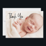 Modern Welcome Baby Shower Photo Thank You Card<br><div class="desc">Personalize these Baby shower thank you cards with a beautiful photo of your baby. Thank your family and friends who have showered you with their love and introduce your new baby with images they can cherish for many years as baby grows. Modern and unique "Thank You" handlettering script type. A...</div>