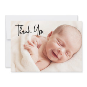 Modern Welcome Baby Shower Photo Thank You Card
