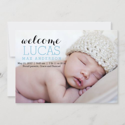 Modern Welcome Boy Birth Announcement