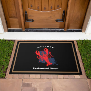 Modern welcome crawfish Louisiana custom name Doormat