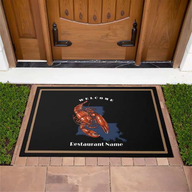 Modern welcome crawfish Louisiana custom name  Doormat (Outdoor)