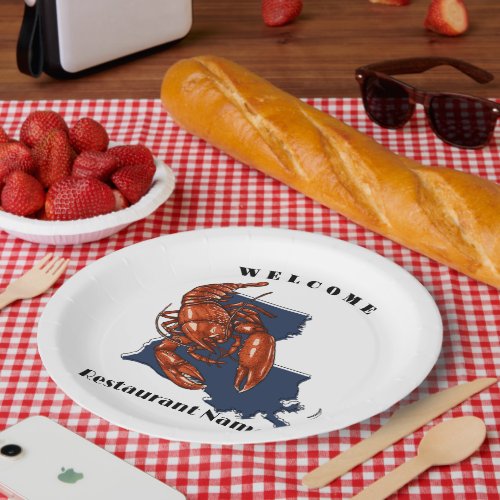 Modern welcome crawfish Louisiana custom name Paper Plates