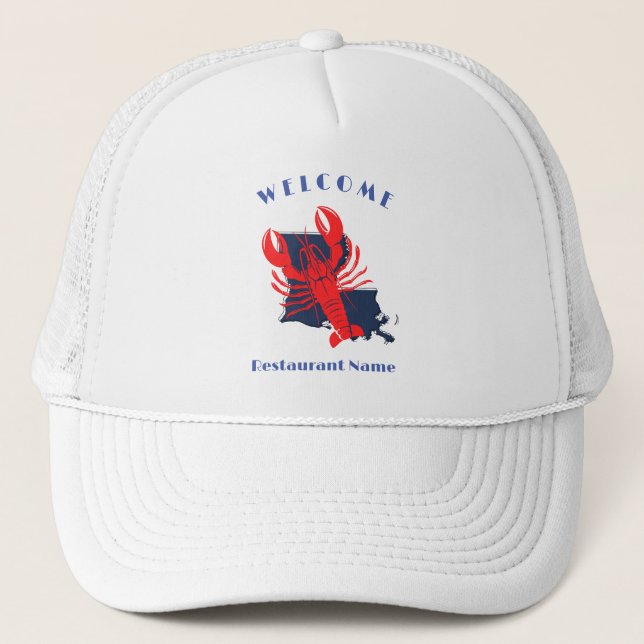 Modern welcome crawfish Louisiana custom name  Trucker Hat (Front)