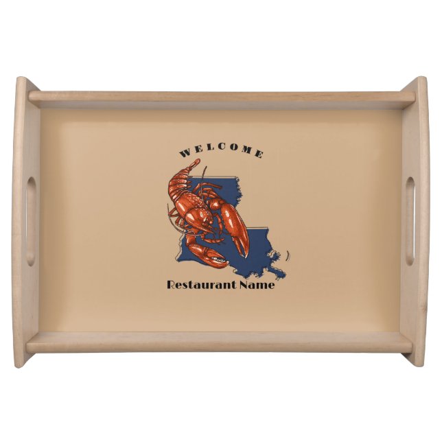 Modern welcome crawfish Louisiana custom name  Woo Serving Tray (Front)