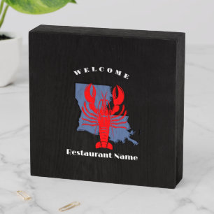 Modern welcome crawfish Louisiana custom name  Woo Wooden Box Sign