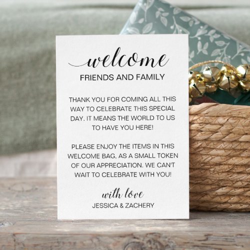 Modern Welcome Gift Basket Bag Thank You Wedding Enclosure Card