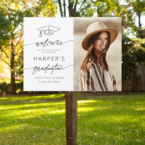 Modern Welcome Graduation Party Script Photo  Sign