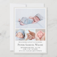 Modern Welcome Little Gentleman Man Baby Boy Birth Announcement