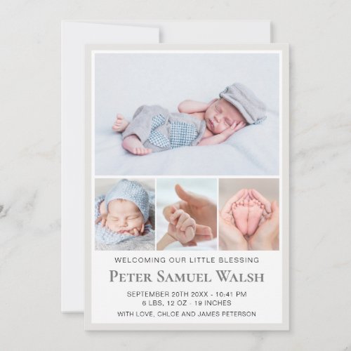 Modern Welcome Little Gentleman Man Baby Boy Birth Announcement