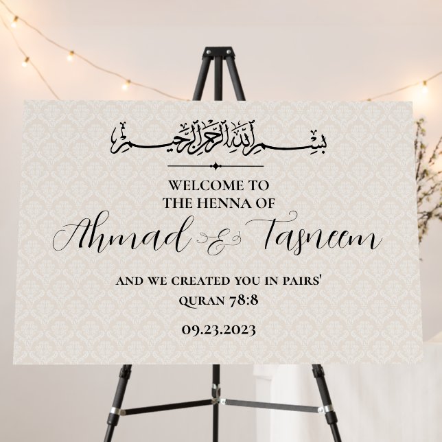 Modern Welcome Muslim Henna Party Sign Board (In Situ (Stand))