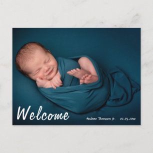 Modern Welcome New Baby announcement postcard