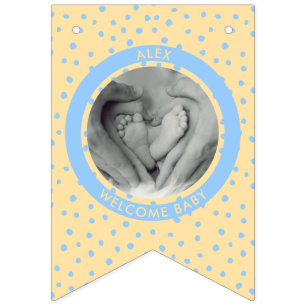 Modern Welcome New Baby Boy Girl Newborn photo Bunting Flags
