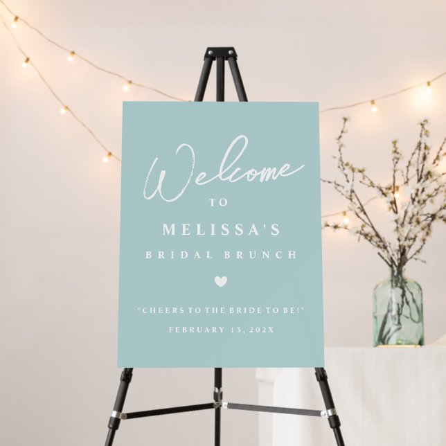 Modern Welcome Paint Bridal Brunch Sign Blue (In Situ (Stand))