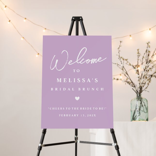 Modern Welcome Paint Bridal Brunch Sign Lavender (In Situ (Stand))