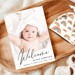 Modern Welcome Photo Collage Birth Announcement