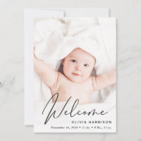 Modern Welcome Photo Collage Birth Announcement