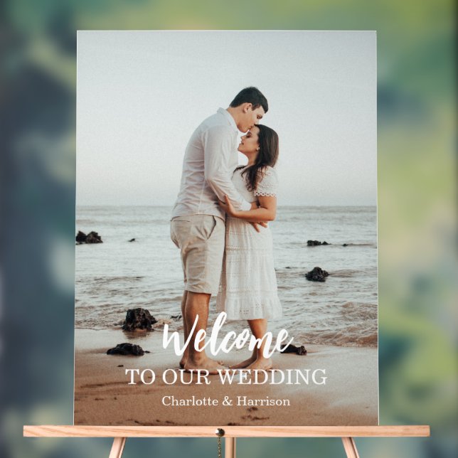 Modern Welcome Photo Wedding Acrylic Sign (Neutral)