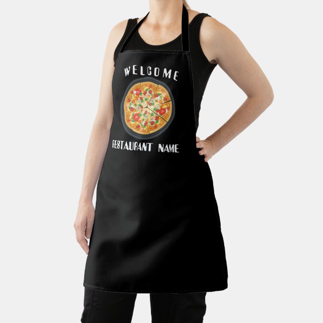 Modern welcome Pizza seafood Personalize name Apron (Insitu)