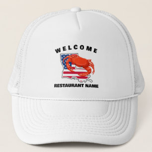 Modern welcome Red crab Louisiana USA Flag custom Trucker Hat