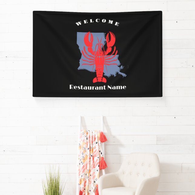 Modern welcome red crayfish Louisiana custom name Banner (Insitu)