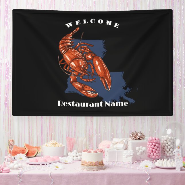 Modern welcome red crayfish Louisiana custom name Banner (Party)